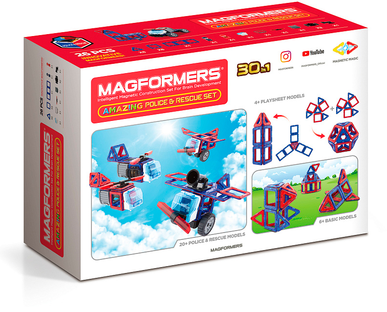 Магнитный конструктор Magformers Amazing Police & Rescue Set (717001) купить в интернет-магазине icover