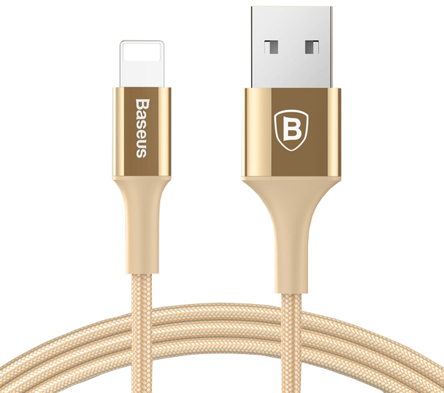 Кабель для iPod, iPhone, iPad Baseus Shining Cable with Jet metal 1m USB to Lightning CALSY-0V (Gold) купить в интернет-магазине icover