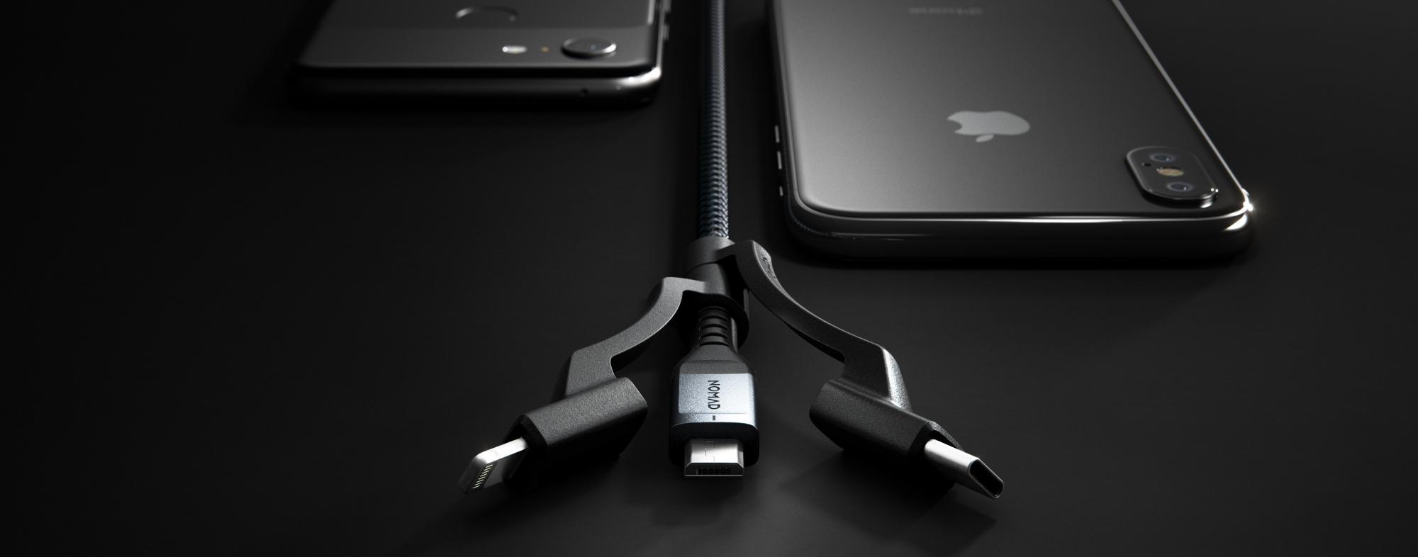 Кабель для iPod, iPhone, iPad Nomad Universal Kevlar USB-A to Lightning/USB-C/microUSB 1.5m (NM01012B00) купить в интернет-магазине icover