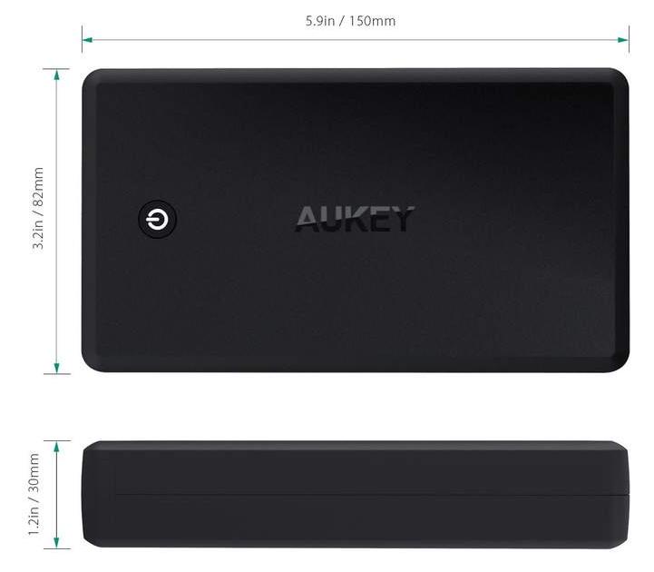 Внешний аккумулятор Aukey Power Bank 30000 mAh USB C Power Delivery PD 2.0 PB-Y7 (Black) купить в интернет-магазине icover