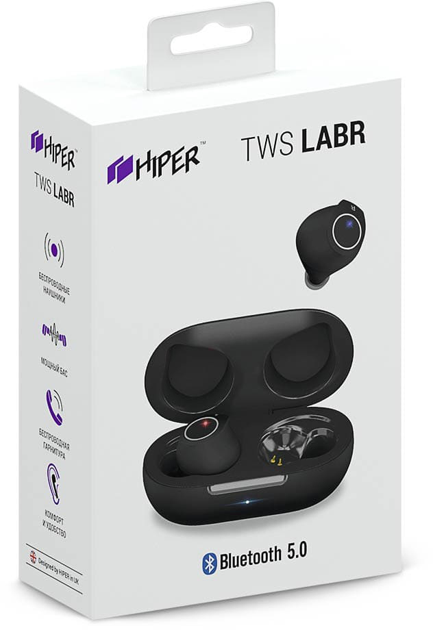 Bluetooth-наушники с микрофоном HIPER TWS Labr HTW-S9 (Black) купить в интернет-магазине icover