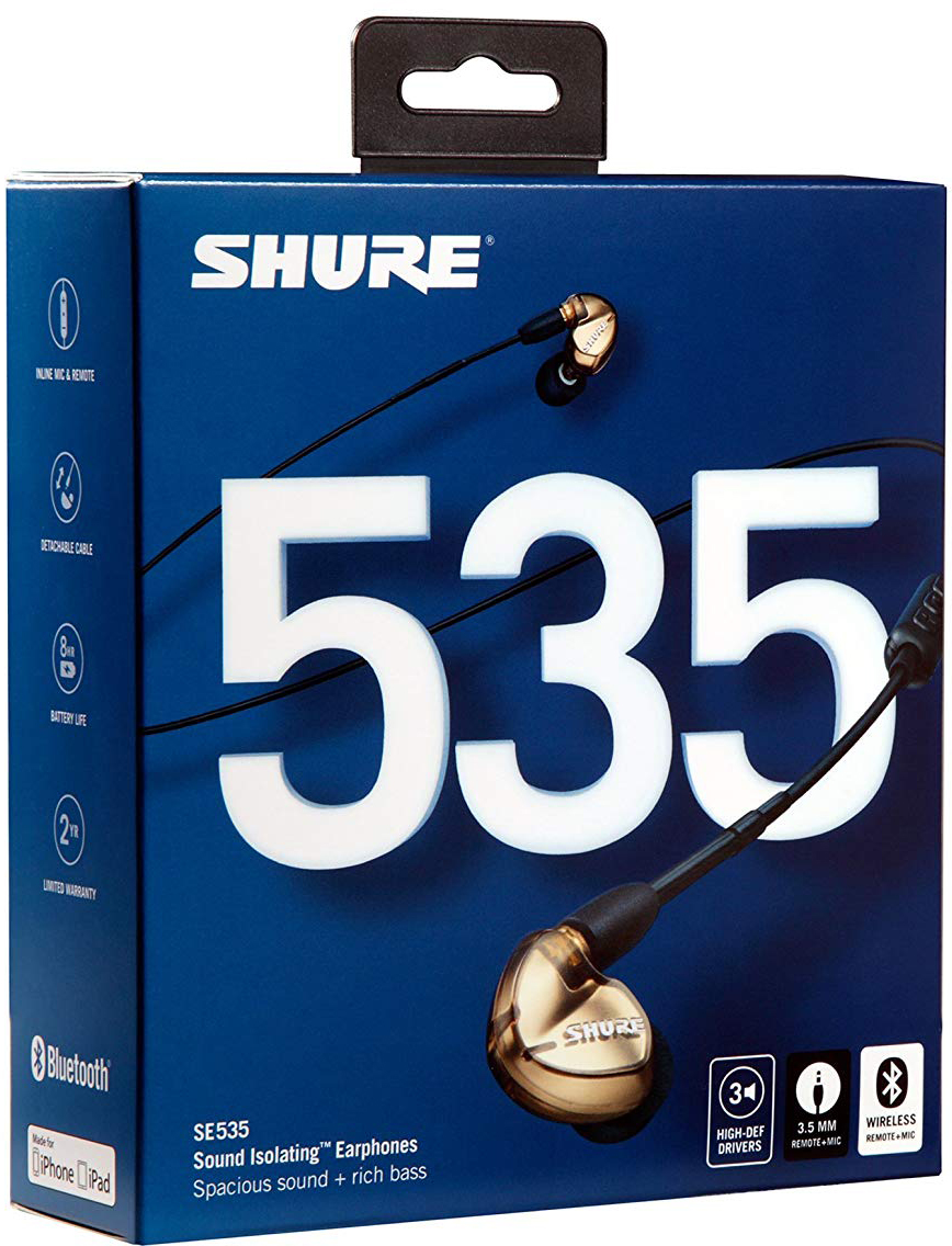 Bluetooth-наушники с микрофоном Shure SE535-V+BT1 (Bronze) купить в интернет-магазине icover