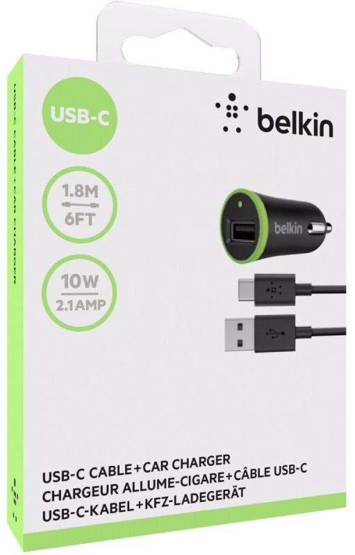 Автомобильное зарядное устройство Belkin Cable with Universal Car Charger USB-C to USB-A F7U002bt06-BLK (Black) купить в интернет-магазине icover