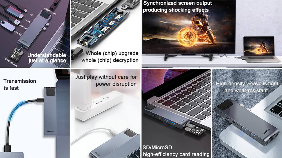 USB-концентратор Baseus Thunderbolt C+Pro (CAHUB-L0G) для MacBook Pro (Deep Grey) купить в интернет-магазине icover