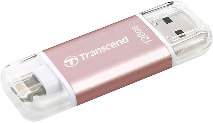 Внешний накопитель Transcend JetDrive Go 300 128Gb USB 3.1/Lightning (TS128GJDG300R) для устройств Apple (Rose Gold) купить в интернет-магазине icover
