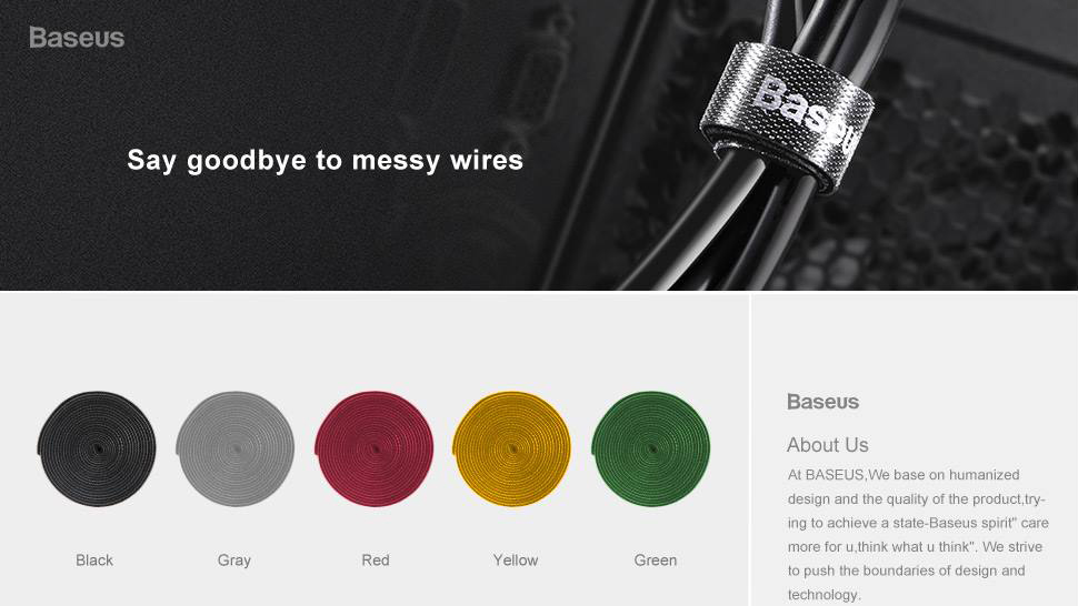 Органайзер проводов Baseus Rainbow Circle Velcro Straps 3m ACMGT-F0Y (Yellow) купить в интернет-магазине icover