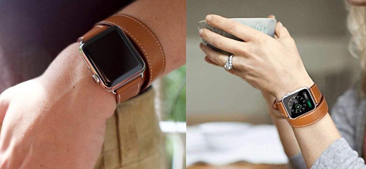 Ремешок Cozistyle Double Tour Leather (CDLB018) для Apple Watch/Series SE/6/2/3/4 42/44mm (Tan) купить в интернет-магазине icover