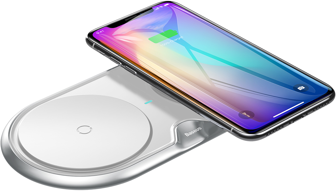 Беспроводное зарядное устройство Baseus Dual Wireless Plastic Style (WXSJK-02) переходник на евровилку (White) купить в интернет-магазине icover