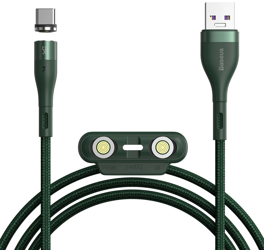 

Кабель Baseus Zinc Magnetic (CA1T3-B06) USB-A to Lightning/USB-C/MicroUSB 1m (Green)
