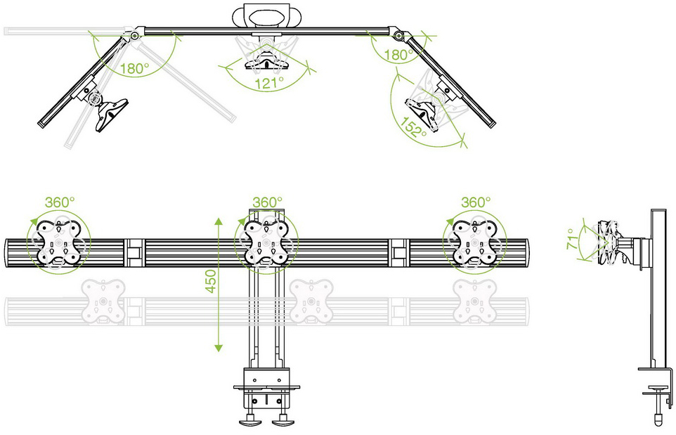 Кронштейн ErgoFount RSS-300WC для 3 мониторов 24" (Steel) купить в интернет-магазине icover