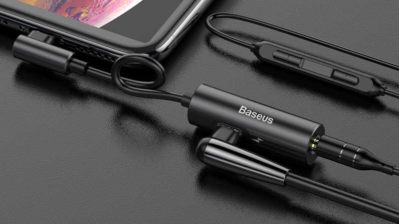Переходник Baseus L42 Lightning (M) to Lightning (F)/3.5 mm (Black) купить в интернет-магазине icover