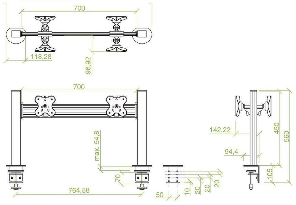 Кронштейн ErgoFount TBBS-400C для 4 мониторов 24'' (Silver) купить в интернет-магазине icover