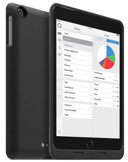Mophie Space Pack 32Gb - чехол-аккумулятор с расширением памяти для iPad mini (Black) купить в интернет-магазине icover