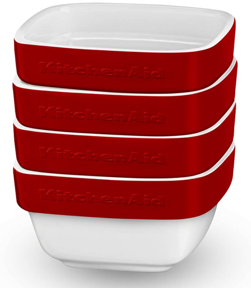 

Набор квадратных керамических мини-чаш для запекания KitchenAid Ceramic 4-Piece Stacking Ramekin Bakeware Set KBLR04RMER (Empire Red)