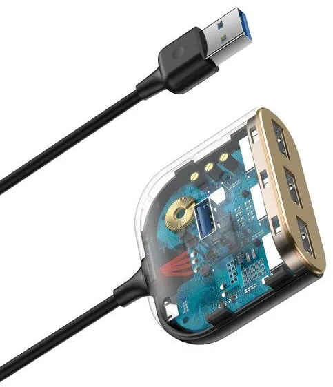 Хаб Baseus Square round (CAHUB-AY01) 4-in-1 USB HUB Adapter (Black) купить в интернет-магазине icover