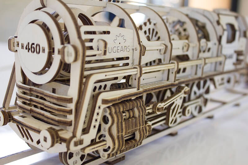 Ugears Механический конструктор 3D-пазл Локомотив с тендером, 47*12 см, 443 эл 70012 купить в интернет-магазине icover