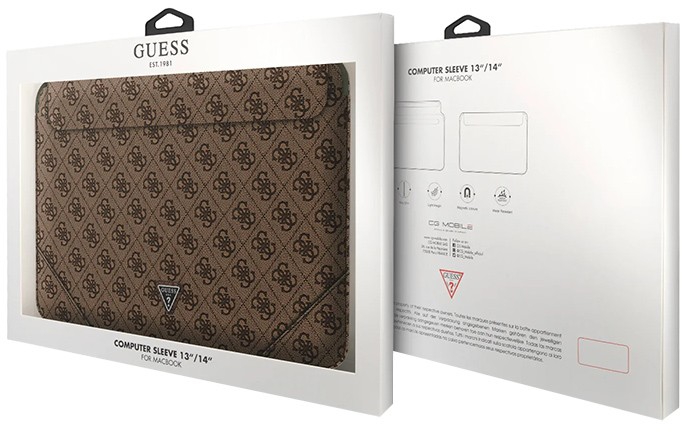 Чехол Guess 4G Sleeve with Triangle metal logo (GUCS14P4TW) для ноутбуков 14" (Brown) купить в интернет-магазине icover