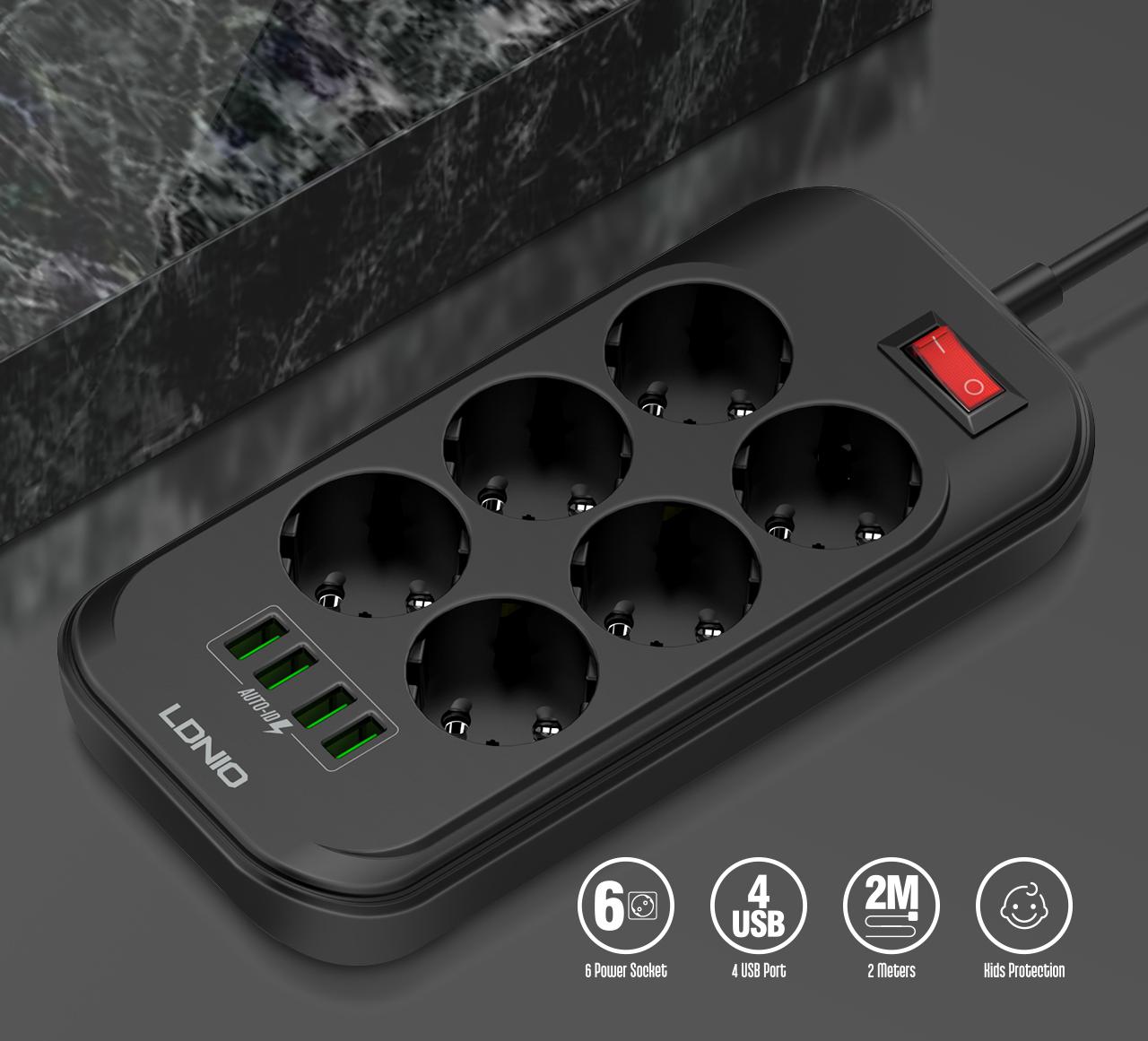 Сетевой фильтр LDNIO SE6403 (Black) купить в интернет-магазине icover
