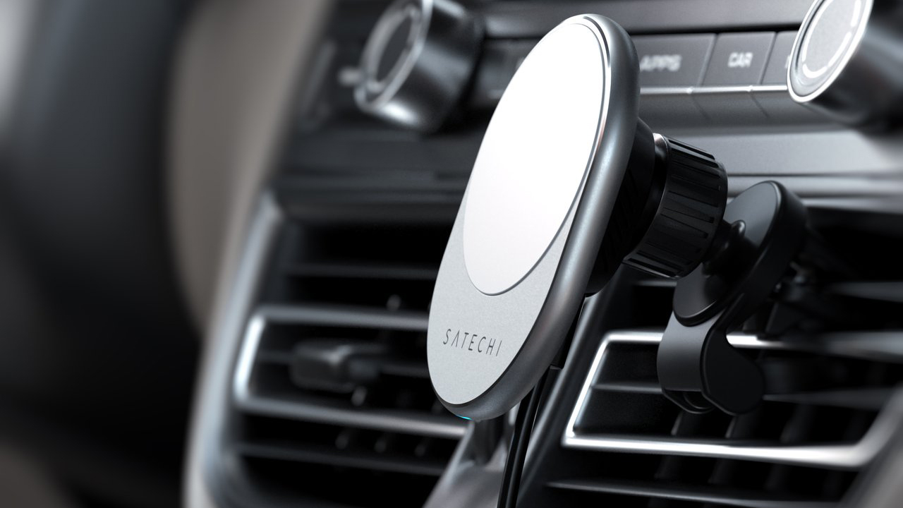 Автодержатель Satechi Magnetic Wireless Car Charger (Space Gray) купить в интернет-магазине icover