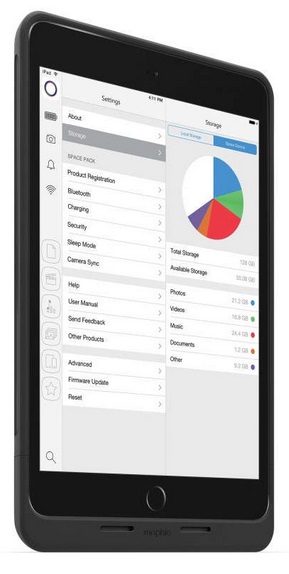 Mophie Space Pack 32Gb - чехол-аккумулятор с расширением памяти для iPad mini (Black) купить в интернет-магазине icover