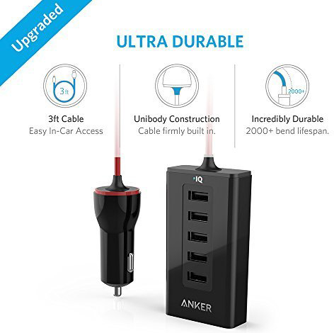 Автомобильное зарядное устройство Anker PowerDrive 5 A2311H12 (Black) купить в интернет-магазине icover