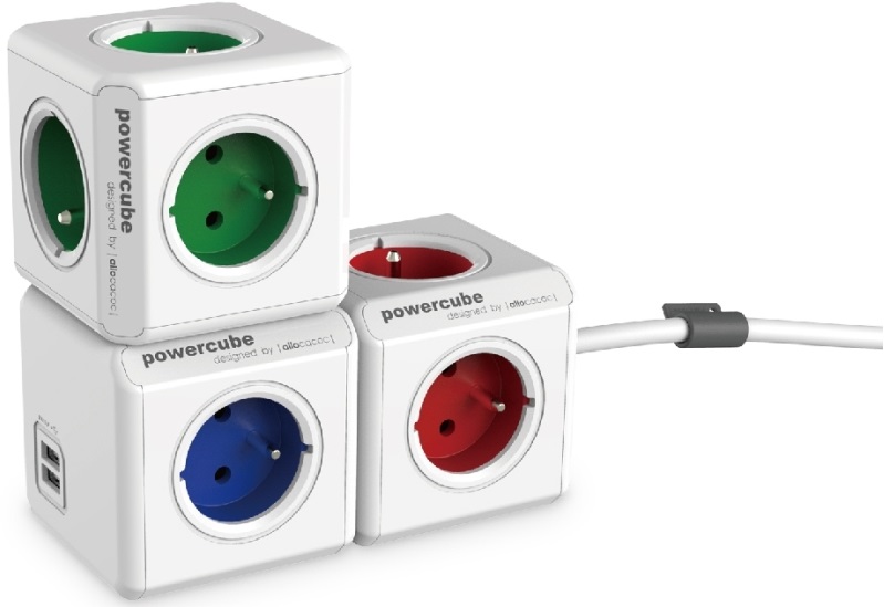 Сетевой разветвитель Allocacoc PowerCube Original USB 1202BL/DEOUPC (Grey/Light Blue) купить в интернет-магазине icover