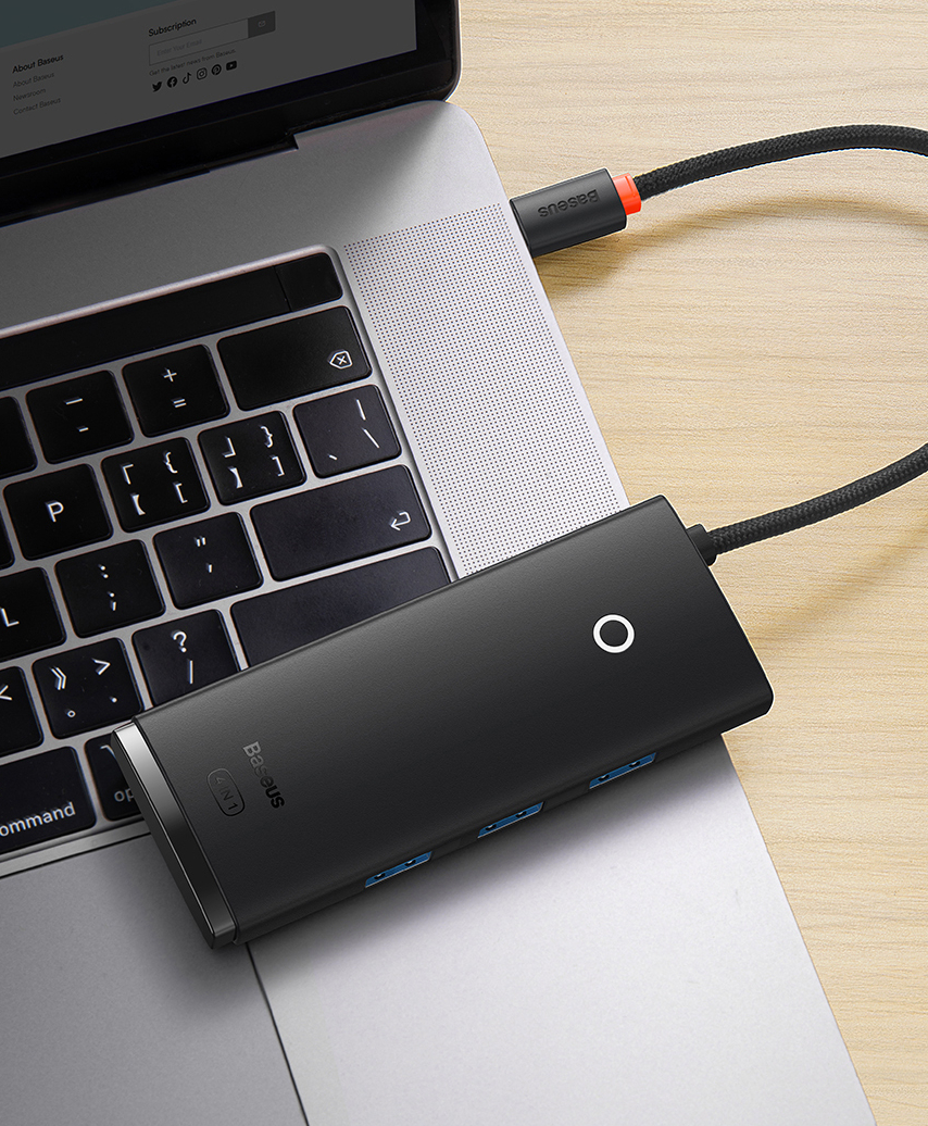 Хаб Baseus Lite (WKQX030201) 4-Port USB-A HUB Adapter 2m (Black) купить в интернет-магазине icover
