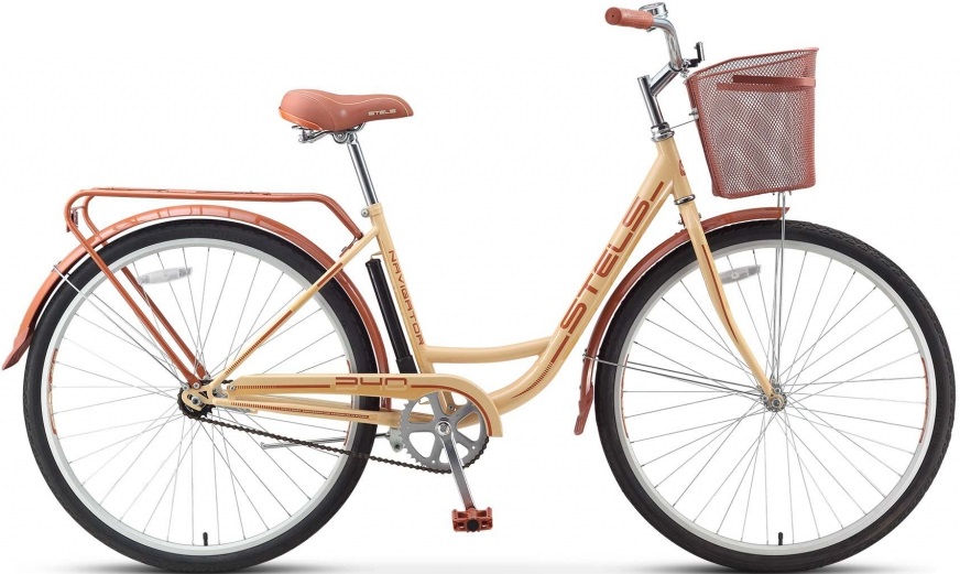 Stels Navigator 340 Lady 28'' 2016 (929480) - женский велосипед с корзиной (Beige/Light Brown) купить в интернет-магазине icover