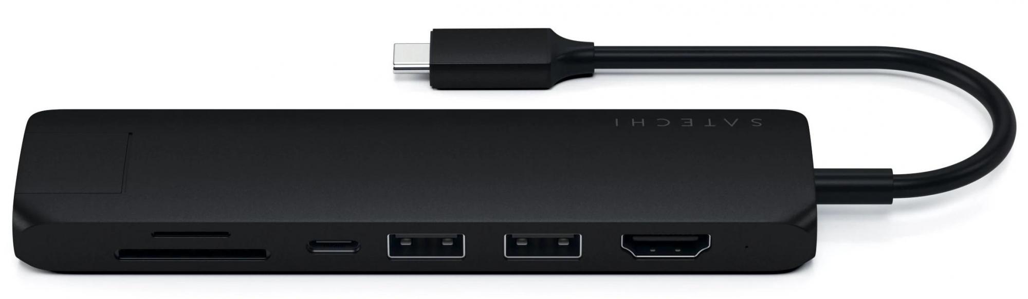 Хаб Satechi USB-C Slim Multi-Port Adapter ST-UCSMA3K (Black) купить в интернет-магазине icover