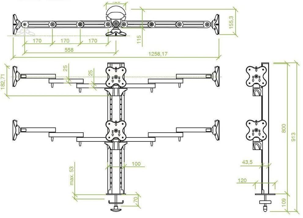 Кронштейн ErgoFount BTFS-603G для 6 мониторов 24'' (Silver) купить в интернет-магазине icover