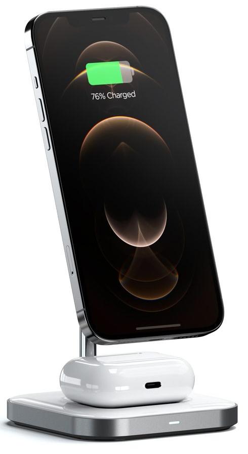 Беспроводное зарядное устройство Satechi Magnetic 2-in-1 Wireless Charging Stand ST-WMCS2M (Space Grey) купить в интернет-магазине icover