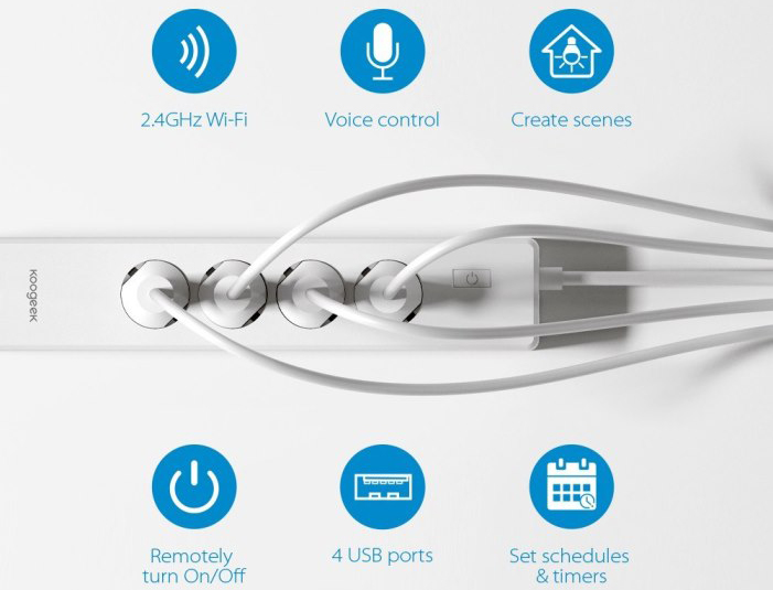Умный сетевой фильтр Koogeek Wi-Fi Smart Power Strip Surge Protector KLOE4 (White) купить в интернет-магазине icover