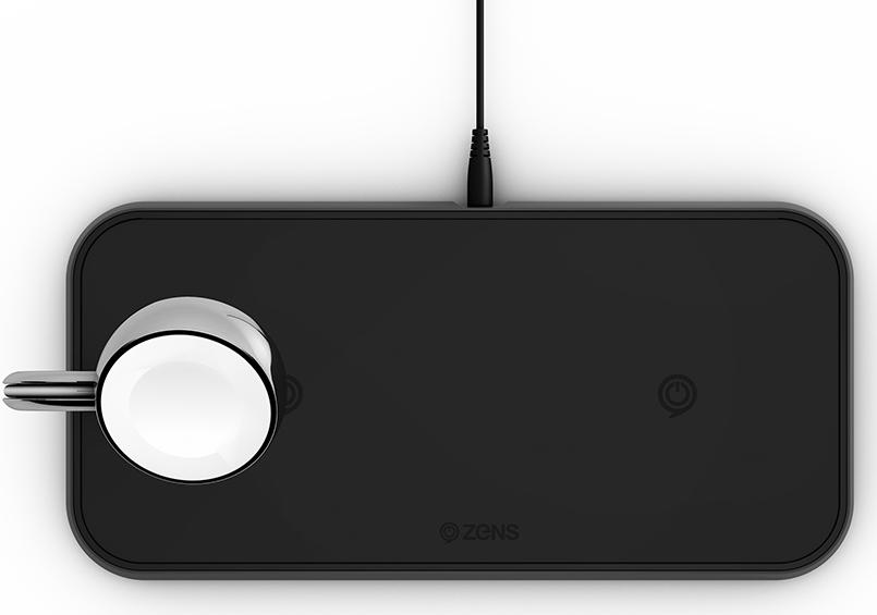 Беспроводное зарядное устройство Zens Dual+Watch Aluminium Wireless Charger ZEDC05B (Black) купить в интернет-магазине icover