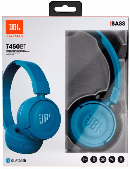 Беспроводные наушники с микрофоном JBL T450BT (Blue) купить в интернет-магазине icover