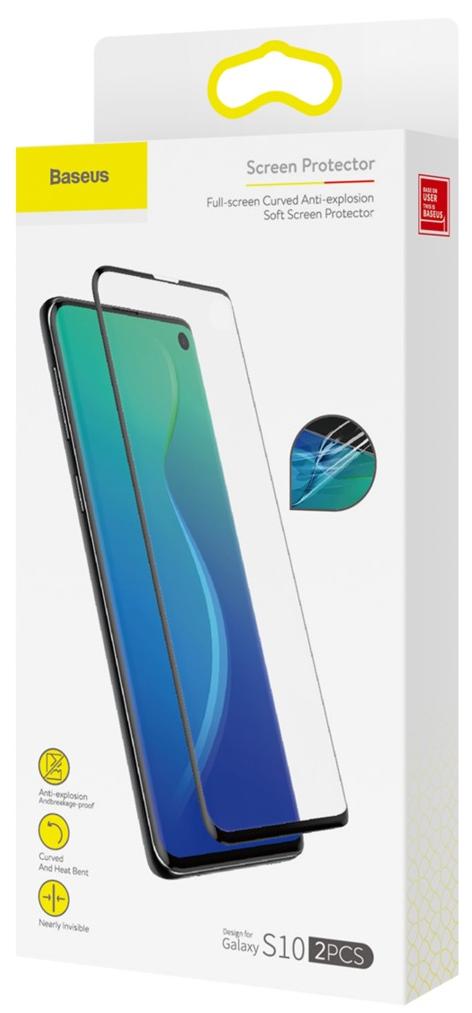 

Комплект защитных пленок Baseus Curved Soft Screen Protector (SGSAS10-KR01) для Samsung Galaxy S10 (Black), Curved Soft Screen Protector