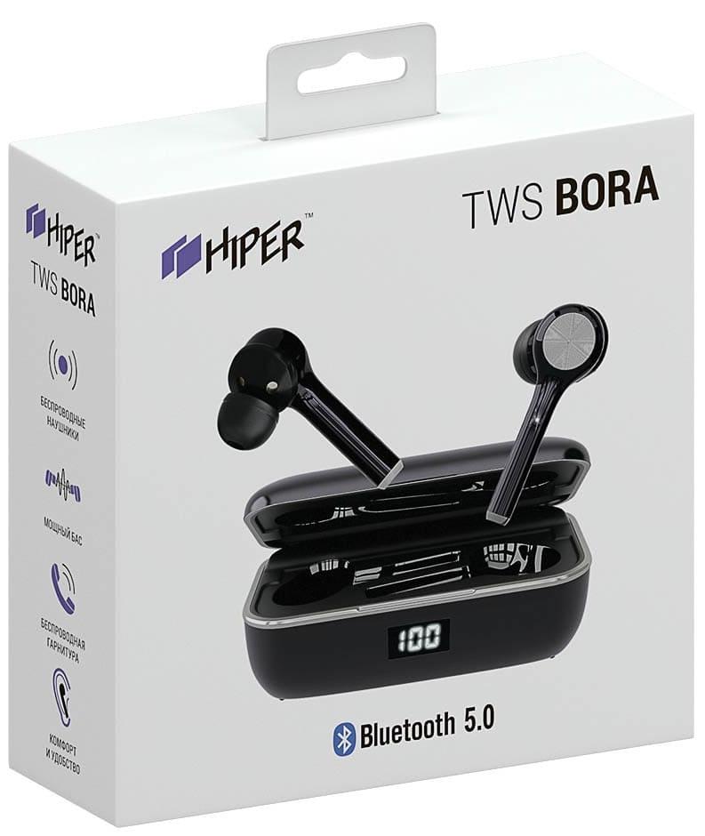 Bluetooth-наушники с микрофоном HIPER TWS Bora (Black) купить в интернет-магазине icover