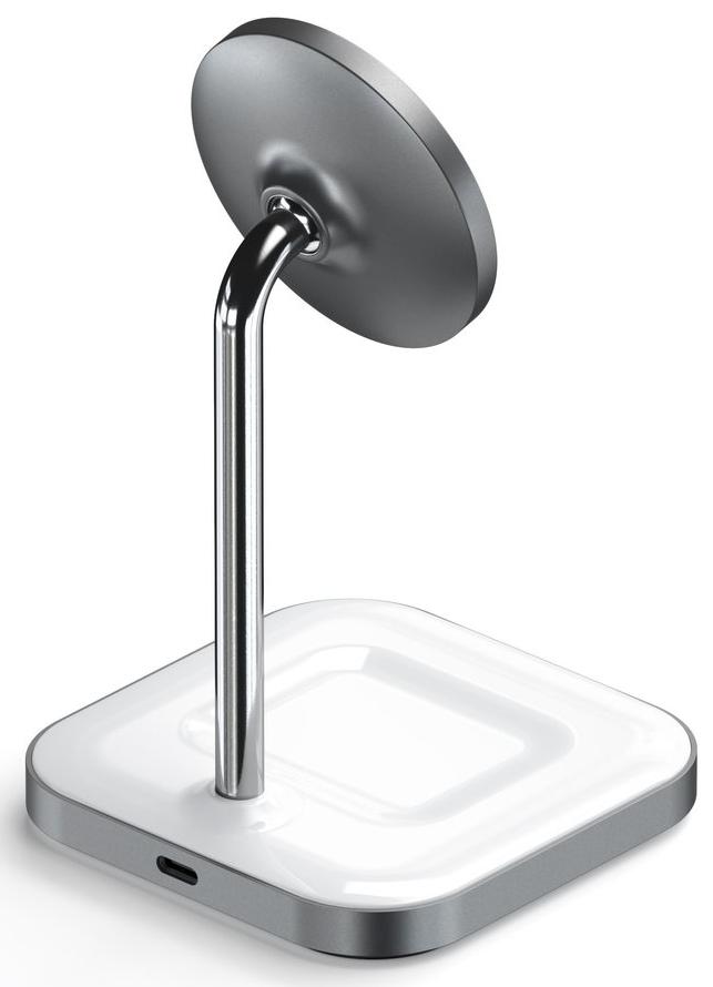 Беспроводное зарядное устройство Satechi Magnetic 2-in-1 Wireless Charging Stand ST-WMCS2M (Space Grey) купить в интернет-магазине icover