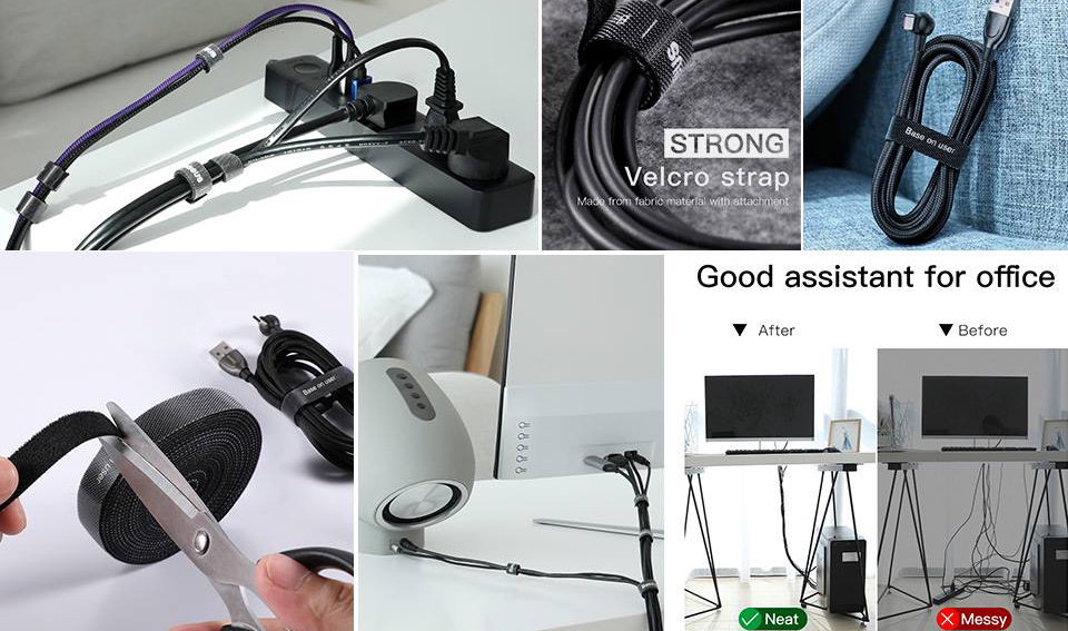 Органайзер проводов Baseus Circle Velcro Straps 3m ACMGT-D01 (Black) купить в интернет-магазине icover
