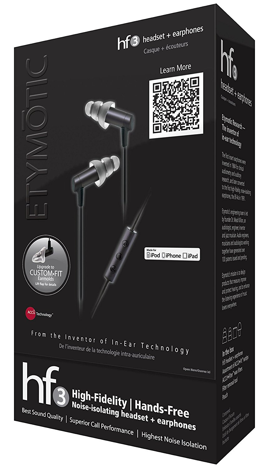 Внутриканальные наушники Etymotic HF3 (Black) купить в интернет-магазине icover