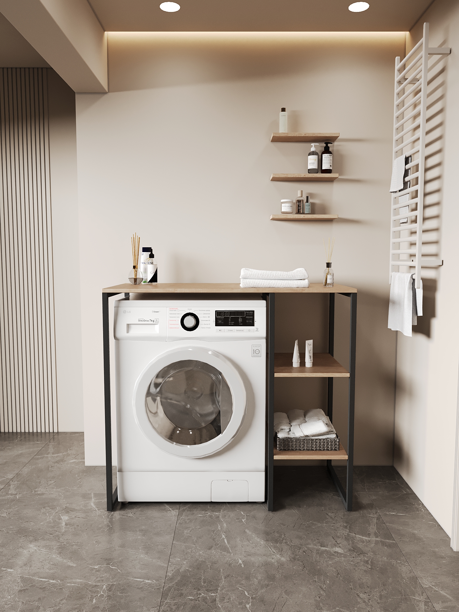 Стеллаж для стиральной машины RIDBERG COLORADO (Oak Nebraska/Black) купить в интернет-магазине icover