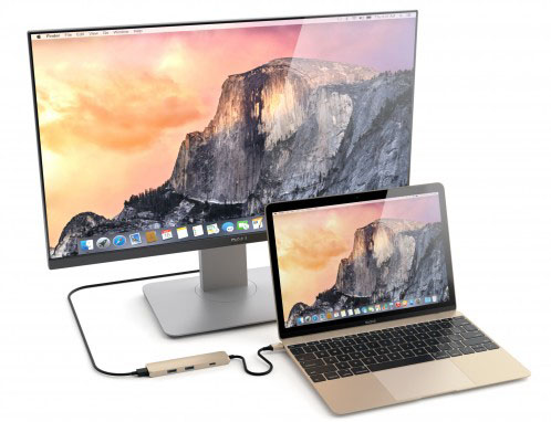 Мультипереходник Satechi Slim Aluminum Type-C Multi-Port Adapter 4K HDMI (Gold) купить в интернет-магазине icover