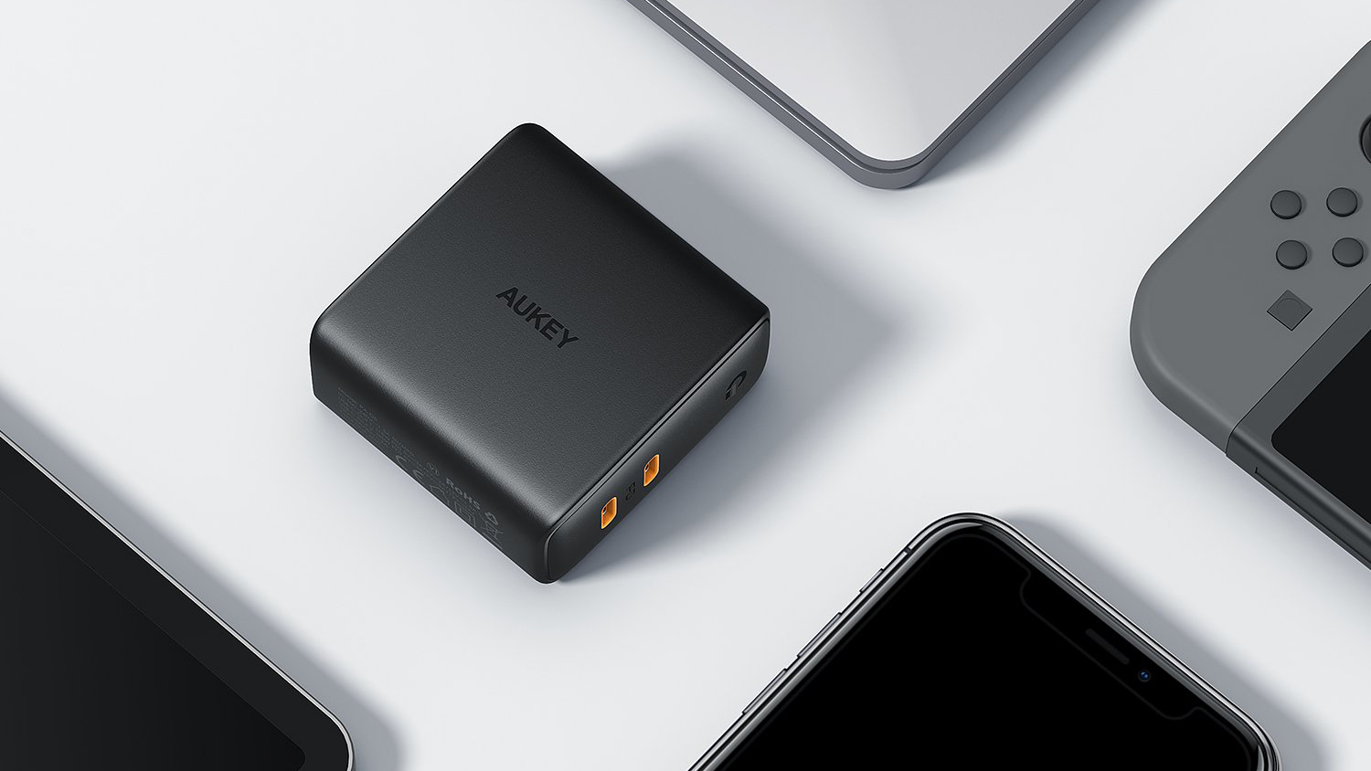 Сетевое зарядное устройство Aukey Focus Duo PD (PA-D5) USB-C 63W (Black) купить в интернет-магазине icover