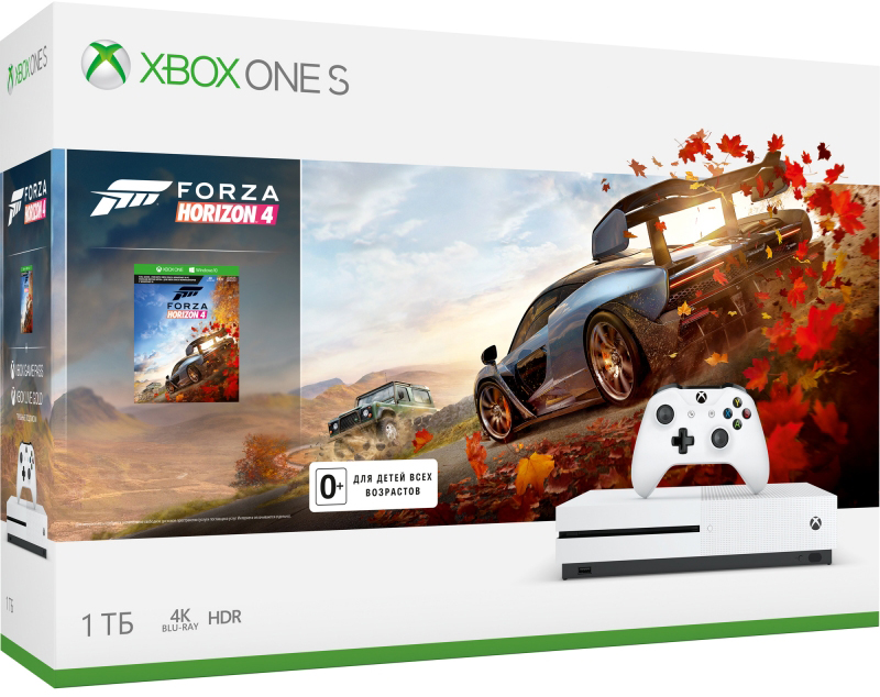 Игровая консоль Xbox One S 1Tb (234-00562) Forza Horizon 4 (White) купить в интернет-магазине icover