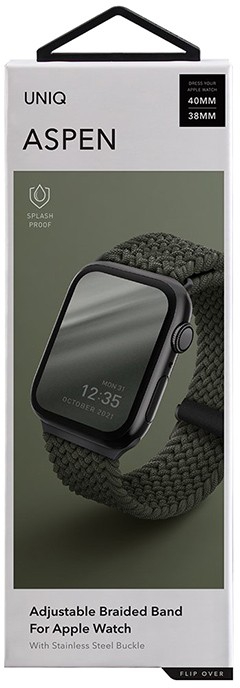 Ремешок Uniq Aspen Strap Braided для Apple Watch 41/40/38 mm (Green) купить в интернет-магазине icover