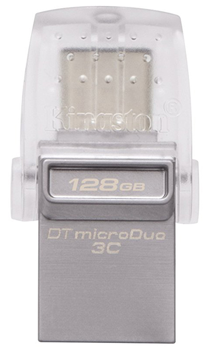Внешний накопитель Kingston DataTraveler microDuo 3C USB 3.1/USB Type-C 128Gb DTDUO3C/128GB (Silver) купить в интернет-магазине icover