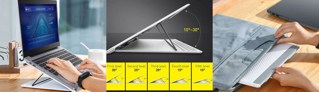Подставка Baseus Let's go Mesh Portable (SUDD-GY) для ноутбука (Gray/Yellow) купить в интернет-магазине icover
