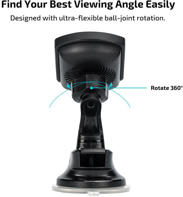 Автомобильный держатель Pitaka MagMount Qi Pro Suction USB-C (Black) купить в интернет-магазине icover