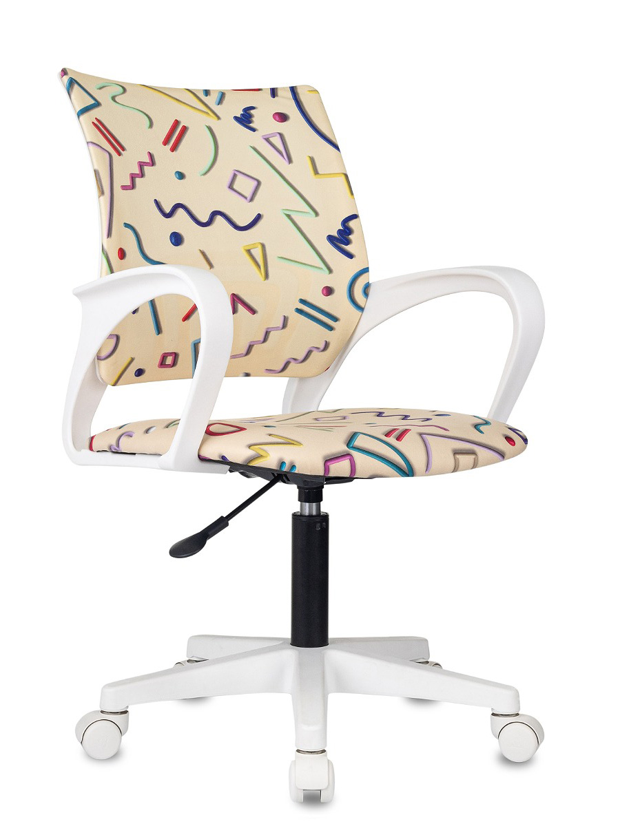 Кресло компьютерное детское Domfy DK X-ROOM ткань/пластик (White/Sticks 02) купить в интернет-магазине icover