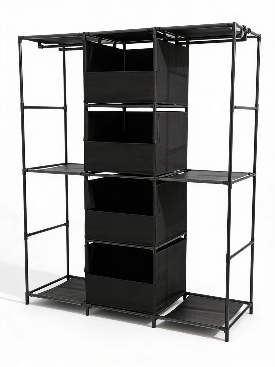 Вешалка напольная для одежды узкая с ящиками Ridberg 3.0 (Black) купить в интернет-магазине icover