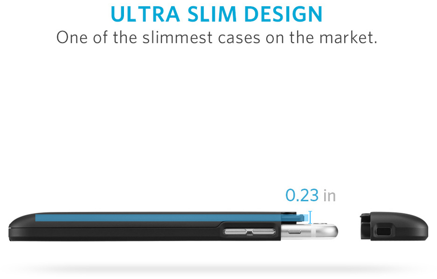 Anker Ultra-Slim Battery Case 2850mAh (A1405011) - ультратонкий чехол-аккумулятор для iPhone 6/6S (Black) купить в интернет-магазине icover